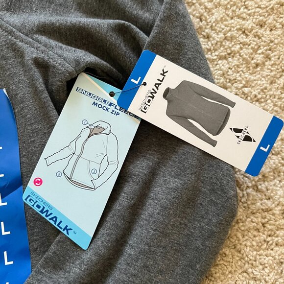 Skechers Womens Snuggle Fleece Mock Zip Jacket, Heather Gray color, Large, New - Picture 2 of 6